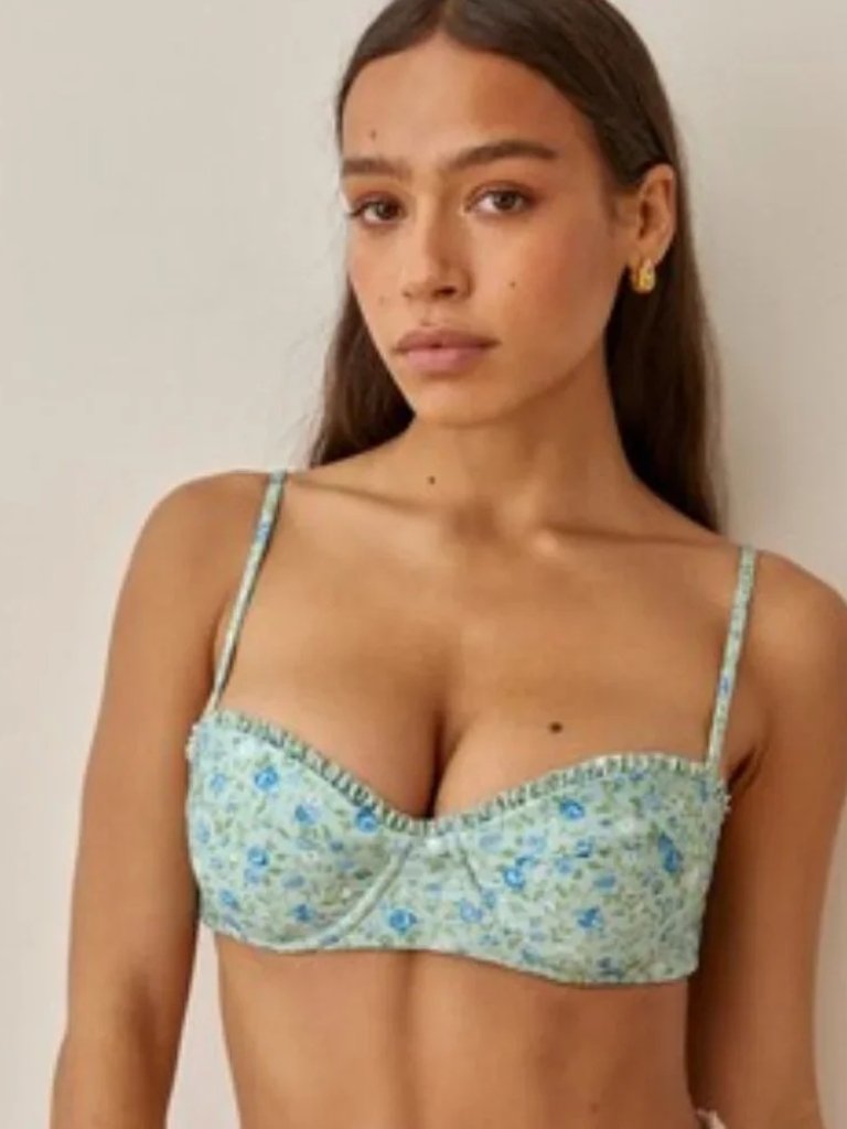 Reformation 2 Pc Pomme Bustier Bikini Top Kona Bottoms In Sprite Top/Bottom M